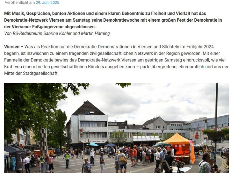 „Demokratie geht uns alle an“ – Viersen feierte ein buntes Fest der&nbsp;Demokratie