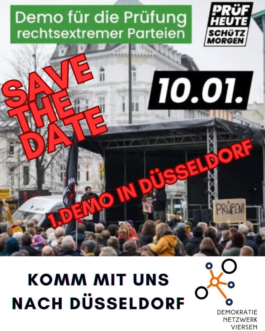 Demokratie Netzwerk Viersen ruft zur Teilnahme an PRÜF-Demonstration in Düsseldorf&nbsp;auf